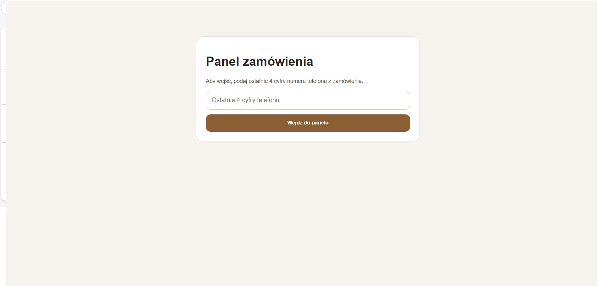 Logowanie do panelu klienta ostatnimi czterema cyframi telefonu
