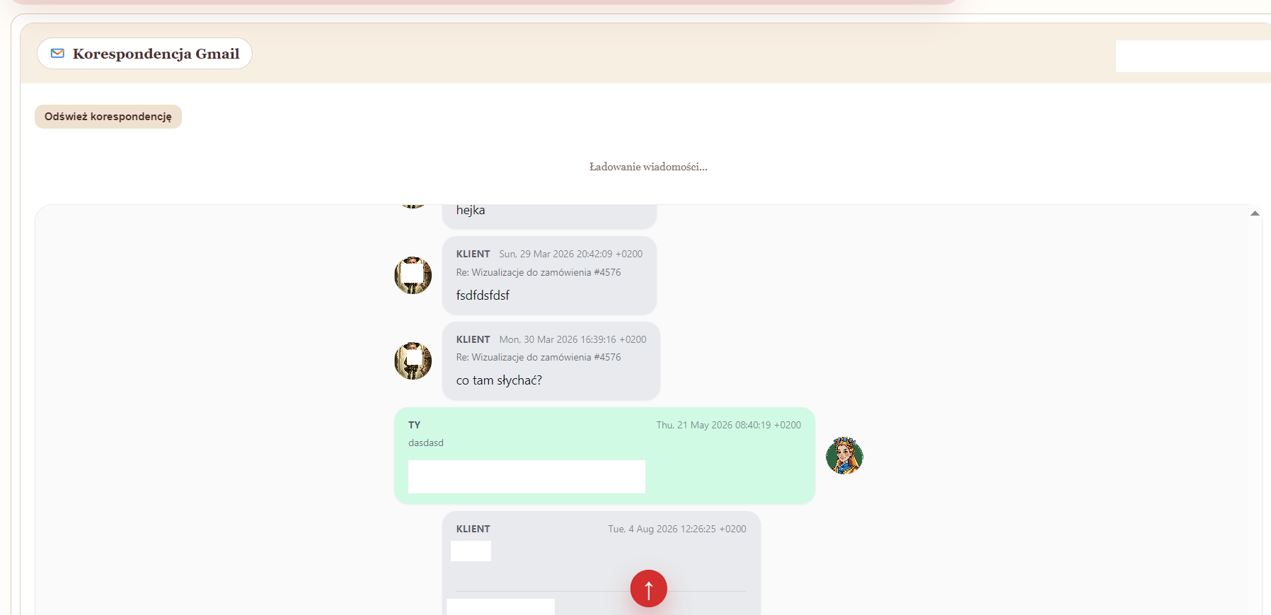 Korespondencja e-mail w panelu